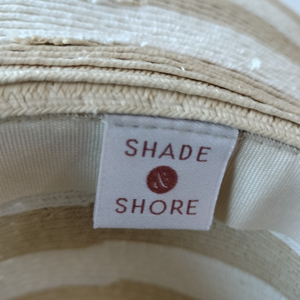 Shade & Shore packable straw floppy hat beach travel vacation white tan Beige - Picture 5 of 6